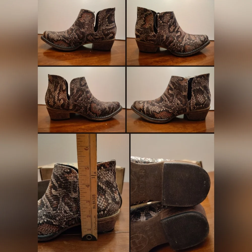 Roper Ava Boots Size US 5.5 Womens Faux Leather Snakeskin Ankle Cowgirl Western
